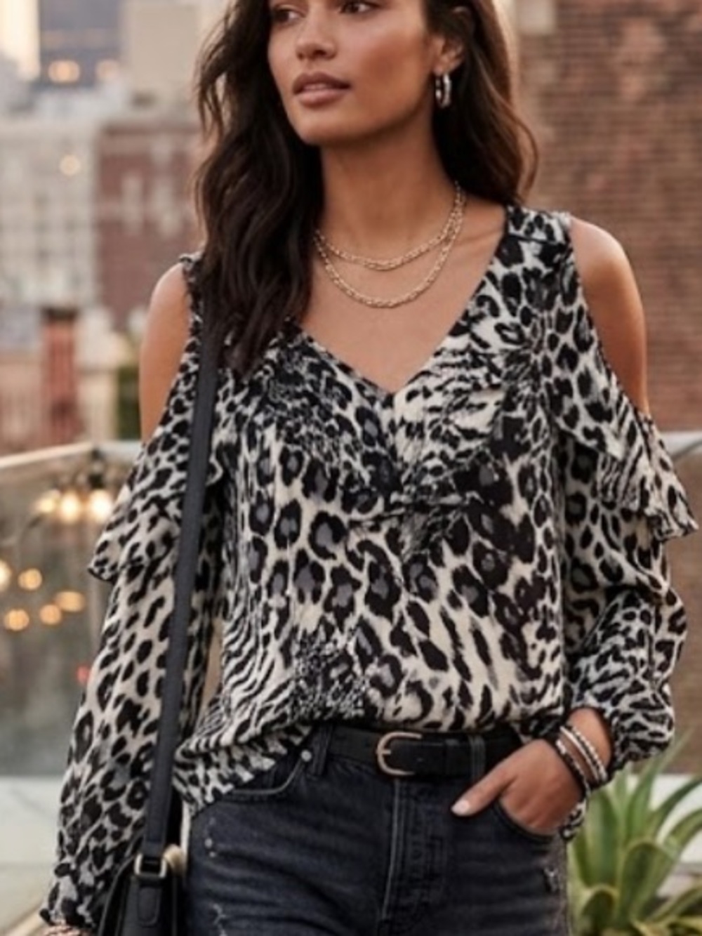 Parker 100% Silk Animal Print Cold Shoulder Blouse(size medium)$375MSRP